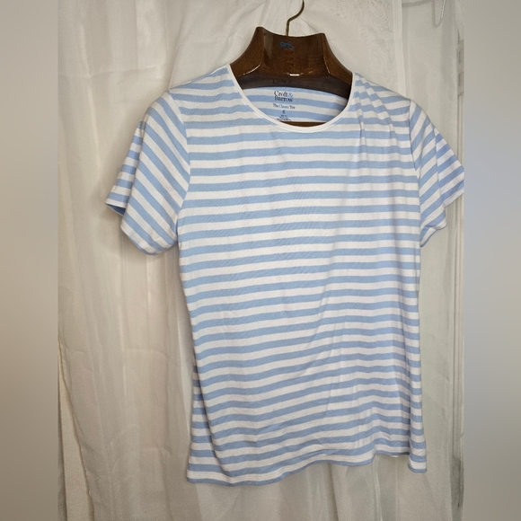 croft & barrow Tops - Croft & Barrow Blue and White Striped Short Sleeve Tee
